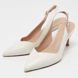 Stuart Weitzman White Leather Edith Slingback Pumps Size 36
