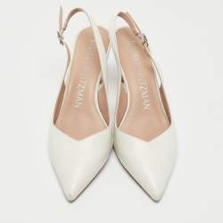 Stuart Weitzman White Leather Edith Slingback Pumps Size 36