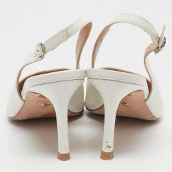 Stuart Weitzman White Leather Edith Slingback Pumps Size 36