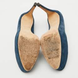 Stuart Weitzman Navy Blue Suede Platform Pumps Size 38.5