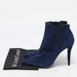 Stuart Weitzman Navy Blue Suede Ankle Length Boots Size 40