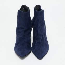 Stuart Weitzman Navy Blue Suede Ankle Length Boots Size 40