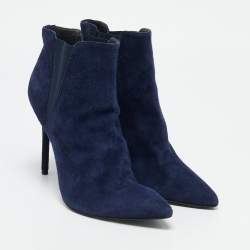 Stuart Weitzman Navy Blue Suede Ankle Length Boots Size 40