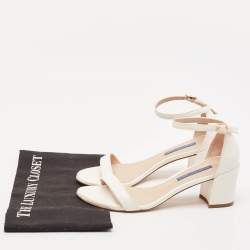 Stuart Weitzman White Leather Bambina Ankle Strap Sandals Size 37