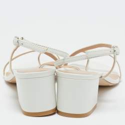 Stuart Weitzman White Leather Soiree Sleek Slingback Sandals Size 38