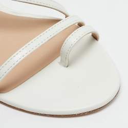 Stuart Weitzman White Leather Soiree Sleek Slingback Sandals Size 38