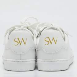 Stuart Weitzman White Leather Low Top Sneakers Size 39.5