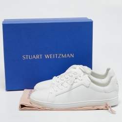 Stuart Weitzman White Leather Low Top Sneakers Size 39.5