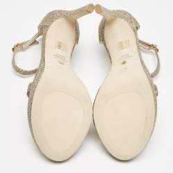 Stuart Weitzman Metallic Lurex Fabric Nudist Sandals Size 37.5