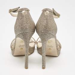 Stuart Weitzman Metallic Lurex Fabric Nudist Sandals Size 37.5