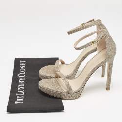 Stuart Weitzman Metallic Lurex Fabric Nudist Sandals Size 37.5