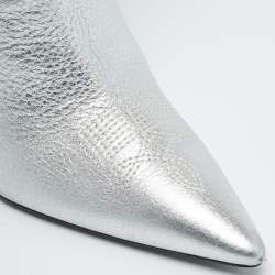 Stuart Weitzman Silver Leather Outwest Boots Size 38