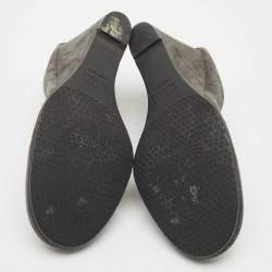 Stuart Weitzman Dark Grey Suede Scrunch Wedge Pumps Size 37.5