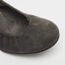 Stuart Weitzman Dark Grey Suede Scrunch Wedge Pumps Size 37.5