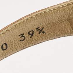 Pre Owned Stuart Weitzman Brown Leather Ankle Strap Peep Toe Sandals Size 39.5