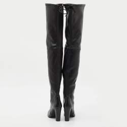Stuart Weitzman Black Leather Ultra Highland Over The Knee Boots Size 37.5
