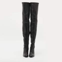Stuart Weitzman Black Leather Ultra Highland Over The Knee Boots Size 37.5