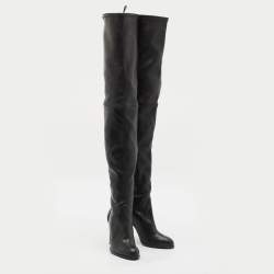 Stuart Weitzman Black Leather Ultra Highland Over The Knee Boots Size 37.5