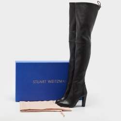 Stuart Weitzman Black Leather Ultra Highland Over The Knee Boots Size 37.5