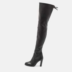 Stuart Weitzman Black Leather Ultra Highland Over The Knee Boots Size 37.5