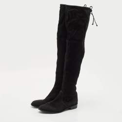 Stuart Weitzman Black Suede Highland Over The Knee Boots Size 37