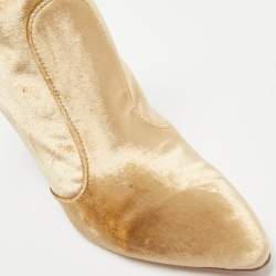 Stuart Weitzman Beige Velvet Grandiose Pointed Toe Ankle Boots Size 40