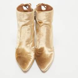 Stuart Weitzman Beige Velvet Grandiose Pointed Toe Ankle Boots Size 40