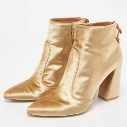 Stuart Weitzman Beige Velvet Grandiose Pointed Toe Ankle Boots Size 40