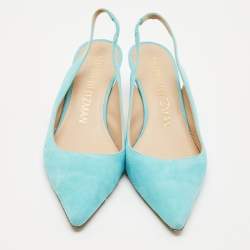 Stuart Weitzman Blue Suede Ryder Slingback Pumps Size 38