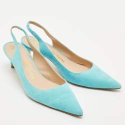 Stuart Weitzman Blue Suede Ryder Slingback Pumps Size 38