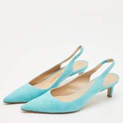 Stuart Weitzman Blue Suede Ryder Slingback Pumps Size 38