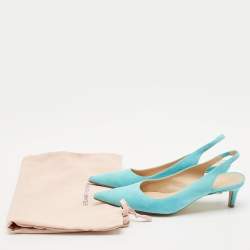 Stuart Weitzman Blue Suede Ryder Slingback Pumps Size 38