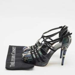 Stuart Weitzman Multicolor Python Embossed Leather Mary Jane Pumps Size 39