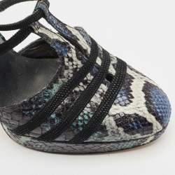 Stuart Weitzman Multicolor Python Embossed Leather Mary Jane Pumps Size 39