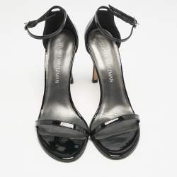 Stuart Weitzman Black Patent Leather Nudistsong Sandals Size 38.5