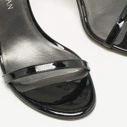 Stuart Weitzman Black Patent Leather Nudistsong Sandals Size 38.5