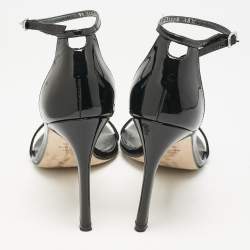 Stuart Weitzman Black Patent Leather Nudistsong Sandals Size 38.5