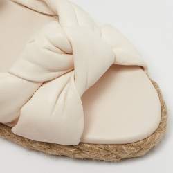 Stuart Weitzman Cream Leather Rosemarie Wedge Espadrille Sandals Size 37