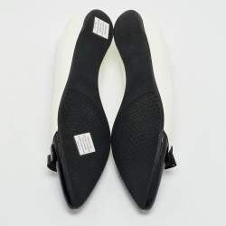 Stuart Weitzman White/Black Patent Leather Pointed Toe Ribbon Ballet Flats Size 39