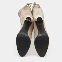 Pre Owned Stuart Weitzman Beige Suede Yuliana 85 Knee Length Boots Size 39