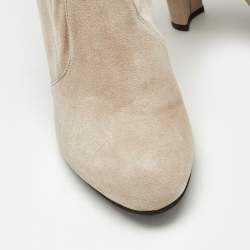 Pre Owned Stuart Weitzman Beige Suede Yuliana 85 Knee Length Boots Size 39