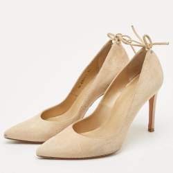 Pre Owned Stuart Weitzman Beige Suede Pointed Toe Pumps Size 36