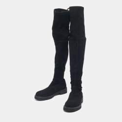 Pre Owned Stuart Weitzman Black Suede Lowland Over The Knee Boots Size 39.5