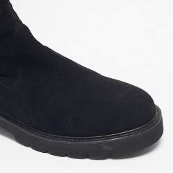Pre Owned Stuart Weitzman Black Suede Lowland Over The Knee Boots Size 39.5