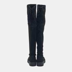 Pre Owned Stuart Weitzman Black Suede Lowland Over The Knee Boots Size 39.5