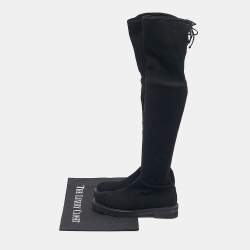 Pre Owned Stuart Weitzman Black Suede Lowland Over The Knee Boots Size 39.5