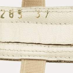 Pre Owned Stuart Weitzman Metallic Gold Leather And Elastic Gladiator Flat Sandals Size 37