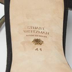 Pre Owned Stuart Weitzman Black Suede Nudist Ankle Strap Sandals Size 41