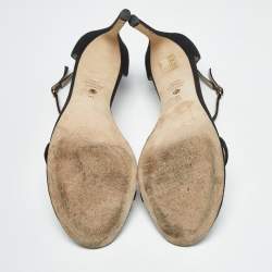 Pre Owned Stuart Weitzman Black Suede Nudist Ankle Strap Sandals Size 41