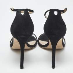 Pre Owned Stuart Weitzman Black Suede Nudist Ankle Strap Sandals Size 41